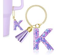 MOYOHIM Charm a forma di lettera per tazza Stanley, 1 pezzo, accessorio viola per bicchiere, per maniglia, ciondolo iniziale per ragazze e donne, Resina epossidica, Nessuna pietra preziosa