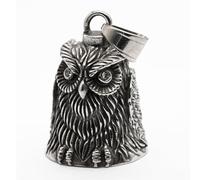 MOYOZZ Campanello da moto vintage punk portafortuna con gufo custode con gancio per motociclisti, portachiavi portafortuna e accessori per moto, grigio, medio