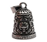 MOYOZZ Campanello da motociclista Old School con teschio vichingo, da motociclista o portachiavi, per buona fortuna sulla strada (grigio)