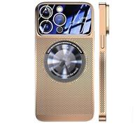 moytarcp Electroplating Heat Dissipation Magnetic Large Window Phone Case, Electroplating Magnetic Cooling Large Window Phone Case for iPhone16/15/14/13/12 (Gold,for iPhone16pro)