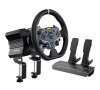 MOZA R5 Bundle Volante Simulatore di Guida PC con Base Direct Drive 5.5 Nm, Volante PC Gaming in Pelle, Pedaliera Sim Racing SR-P Lite, Morsetto da Tavolo Incluso, Postazione Sim Racing