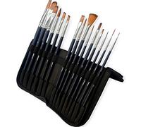 MozArt Supplies Set Pennelli Pittura Acquerello - 15 Pennelli per Dipingere Sintetici Assortiti - Include Custodia Porta Pennelli - Pennelli per Pittori di Alta qualità