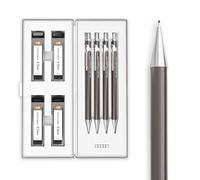 MozArt Supplies Set Matite Portamine con Custodia - 4 Dimensioni: 0.3, 0.5, 0.7 e 0.9 mm - 30 x 4 Mine di Ricambio HB e 4 Gomme - Per Disegni, Bozze, Schizzi, Progetti Professionali e Scolastici