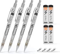 MozArt Supplies Set Portamine Per Disegno Tecnico - Matite Portamine 4 Dimensioni: 0.3, 0.5, 0.7, 0.9mm - Include Ricarica Mine HB E Gomma - Set Matita Portamine Per Professionisti E Principianti