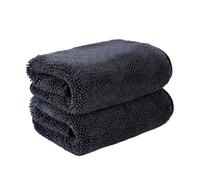 MOZbatte Asciugamano Per Auto Extra Large 60 Cm X 90 Cm, Panno In Microfibra Super Assorbente Per Lavaggio Auto, Dettagli, Ceratura, Asciugatura Rapida, Antigraffio, In Poliestere Grigio (2 pz)