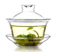 Mozentea Gaiwan - Set da tè in vetro, 150 ml, per cerimonia tradizionale cinese di Kung Fu
