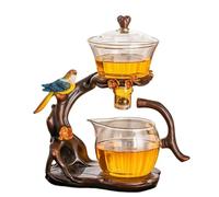 MOZEO Lazy Kungfu - Set da tè in vetro a forma di uccellino, semi automatico, con ciotola rotante e infusore (uccello)