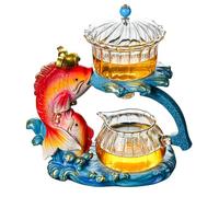 Mozeo Set da tè creativo magnetico completo semi-automatico in vetro pigro Kung Fu set di tazze da tè resistente al calore Teiera Pot Teiera (pesce Teiera A)