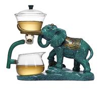 Mozeo Set da tè in vetro kungfu resistente al calore con riscaldatore, per attirare la deviazione dell'acqua, coperchio girevole, teiera in vetro semi-automatica con cervo (elefante singolo)
