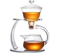 MOZEO Set di teiera in vetro semi automatica rotante con infusore Lazy Kungfu Teiera Set resistente al calore (teiera singola)