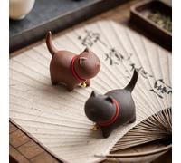MOZEO Un set da tè carino a forma di gattino, sabbia viola, realizzato a mano, per Kung Fu, set da tè per tavolo, casa, ufficio, sala da pranzo, tè cinese Kungfu, regalo per gli amanti del tè (2 pezzi