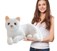 Mozeuu Peluche a forma di gatto - Realistico gatto di peluche | Animali di peluche per ragazze, realistici per decorazione di casa, ufficio, regalo per bambini