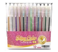 Mozeuu Set di 12 pennarelli gel glitterati, per disegnare e dipingere, pennarelli gel colorati, adatti per diario, attività scolastiche, appunti, creazione di carte, planner