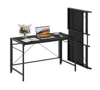 Moziel Scrivania Pieghevole, Grande Scrivania per Casa e Ufficio, Tavolo da Studio Porta PC Stabile e Salvaspazio, 110 x 50 x 74 cm-Nero