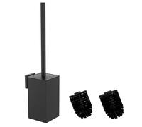 Mozmmhi Spazzola per WC in acciaio inossidabile 304, set spazzola WC con montaggio a parete e portaspazzola per WC - Include 2 testine (Square Black)