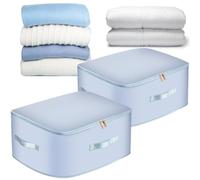 Mozvvco 2 Pezzi Organizer per Compressione Organizzatore Ultra Salvaspazio, 132L Organizzatore Autocompressivo, 52x42x60CM Sacchi di Stoccaggio Compressibili per Vestiti, Piumini, Biancheria(Blu,XL)