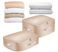 Mozvvco 2 Pezzi Organizer per Compressione Organizzatore Ultra Salvaspazio, 66L+132L Organizzatore di Autocompressivo, Sacchi di Stoccaggio Compressibili per Vestiti, Piumini, Biancheria (Beige,L+XL)