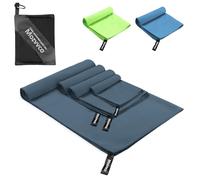 Mozvvco Set di 4 Asciugamani in Microfibra - 160x80cm Grande Asciugamano Sportivo, 2 Pezzi 80x40cm Palestra, 40x30cm Piccolo Telo Mare - per Bagno, Spiaggia, Viaggio (Blu Marino)