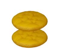 Mozzeilee Cuscino Rotondo per Sedia, 40x40 cm Set di Cuscini per Sedia da Pranzo 2/4/6/8 Pezzi, Tappetino per Sedile in Rattan per Mobili da Esterno per Soggiorno, Ufficio, Giardino, Patio (Giallo, 2
