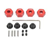 Mozzo ruota RC, 4 pezzi in lega di alluminio diametro 12 mm, esagono ruota 12 mm RC, kit accessori set di accessori spessore 5,5 mm 7 mm per Traxxas 1/10 Slash 4x4 Rustler Stampede Slash 2WD(Rosso)