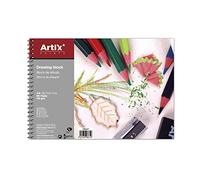 MP -Artix, blocco da disegno, formato A4, 80 fogli da 110 g, blocco da schizzi con spirale, 29,7 x 21 cm, ideale per disegnare con carboncino, matita, pennarello, cera o vernici