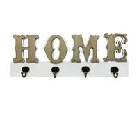 MP CREATIVE Appendiabiti da parete con scritta Home - con 4 ganci - per cucina, corridoio o camera da letto - idee regalo - color legno e Bianco
