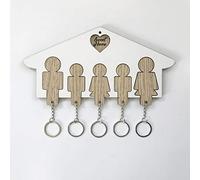 MP CREATIVE SRL Portachiavi in Legno Coppia a Forma di Casa.Idea Regalo Perfetto per Lui e Lei,Natale e San Valentino.Ideale per Decorare la Casa Personalizzato con nomi (5 Posti Bianco-color legno)