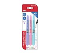 MP pe240 - 04 - Confezione di 3 penne a inchiostro liquido, colore: viola, blu e rosa