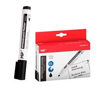 MP, Pennarelli lavagna bianca, pennarelli cancellabili, a lunga durata, punta media 2-3 mm, ideali per uso scolastico, casa e ufficio, confezione da 12, nero