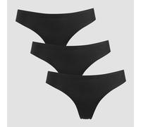 MP Women's Mid Rise No VPL Thong (3 Pack) - Black - M