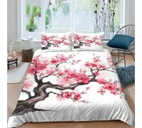 MPASHJHCV Stampa 3D cherry blossoms Copertura per letto Microfibra Biancheria per letto Con federa Asciugatura rapida Fodera copriletto Antiacaro per studenti giovani single Single（135x200cm）