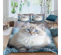 MPASHJHCV Stampa 3D Cute kitten Copertura per letto Microfibra Biancheria per letto Con federa Lusso Fluffy pet companion Fodera copriletto Qualità per colleghi coppie famiglie Super king（260x220cm）