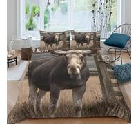 MPASHJHCV Stampa 3D Moose standing Copertura per letto Microfibra Biancheria per letto Con federa Duraturo Fodera copriletto Morbido per studenti residenti coinquilini Super king（260x220cm）