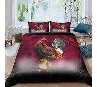 MPASHJHCV Stampa 3D Rooster standing Copertura per letto Microfibra Biancheria per letto Con federa Confortevole Fodera copriletto Leggero per lavoratori coinquilini studenti King（220x240cm）