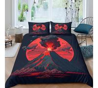MPASHJHCV Stampa 3D volcano eruption Copertura per letto Microfibra Biancheria per letto Con federa Prezioso Fodera copriletto Bello per amici nonni colleghi Super king（260x220cm）