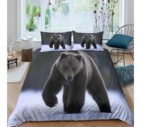 MPASHJHCV Stampa 3D Wild bear walking Copertura per letto Microfibra Biancheria per letto Con federa Leggero Fodera copriletto Lavabile per studenti giovani adulti Super king（260x220cm）