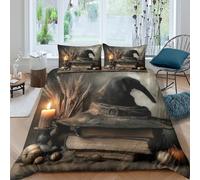MPASHJHCV Stampa 3D Witch hat Rivestimento copriletto Microfibra Biancheria per letto Con federa Qualità Fodera per copriletto Raffinato per vicini amici colleghi Super king（260x220cm）