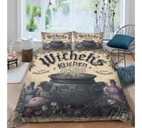 MPASHJHCV Stampa 3D Witch Kitchen Copertura per letto Microfibra Biancheria per letto Con federa Confortevole Fodera copriletto Leggero per lavoratori coinquilini studenti King（220x240cm）