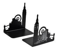 MPEIPILA Fermalibri per Libreria 2 Pezzi, Metallo Verniciato Nero Opaco, Reggilibri da Mensola, Fermalibri per Mensole, Fermalibri Solido per Fumetti, CD e Dvd, Fermalibri Design Londra