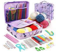 MPEIPILA Set Uncinetto Completo, Kit Amigurumi Principianti, 59 PCS Kit Uncinetto per Bambini con Filato, 0,6 mm a 6 mm Uncinetto Ergonomico e Caso, Lana Uncinetto Set con Accessori