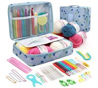 MPEIPILA Uncinetto Set 59 PCS, Kit Uncinetto Principianti, Set Uncinetto con Lana, Kit Uncinetto Professionale Completo, Crochet Kit Includi Uncinetti Ergonomici 0,6 mm a 6 mm, Filo e Aghi e Accessor