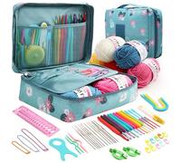 MPEIPILA Uncinetto Set 59 PCS, Kit Uncinetto Professionale Completo, Set Uncinetto Principianti, Crochet Kit Includi Uncinetti Ergonomici in Metallo 0,6 mm a 6 mm, Filato e Aghi e Accessor