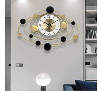 MPENGOZ Orologio da Parete in Metallo Planet, Scultura da Parete in Metallo Nero e Oro, Decorazione Moderna Artigianale per Camera da Letto e Soggiorno