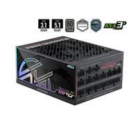 MPG Ai1300TS PCIE5 Alimentatore PC 1300W Certificato 80 Plus Titanium, ATX 3.1, Compatibile PCIe 5.1, Due cavi 12V-2x6 nativi con connettori bicolore, ATX, cavi intrecciati