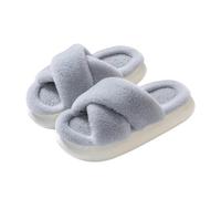 MPINGRTH Ciabatte Donna Slipisti da Donna Slifori per La Casa in Pelliccia Autunno E Inverno Pantofole per La Casa Morbida Pantaloncini di Cotone di Cotone-grigio-cross-38-39 (Fit 37-38)