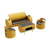 MPLFHSYOS Combinazione Di Tavolino E Sedia, Tavoli E Sedie Da Ricevimento Rotondi, Set Di Scrivania Da Ricevimento In Stile Industriale, Stile Retrò For Il Tempo Libero In Metallo(A)