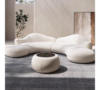 MPLFHSYOS Divano ad isola ad arco Chenier, divano della reception nella zona lounge della hall del Light Luxury Club Hotel(Set 3m)