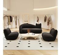 MPLFHSYOS Divano Componibile Moderno Lazy Cat For Soggiorno - Rivestimento Morbido, Design Ergonomico, Struttura In Legno Di Pino, Include Tavolino E Poltrona(Black,2.1m+table+0.8m*2)