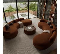 MPLFHSYOS Divano Di Forma Irregolare A Forma Di Arco Marrone, Divano Di Lusso Leggero for Ricevere Ospiti E Negoziare Nell'area Lounge Delle Hall Di Uffici E Hotel(Set b 2.4m)