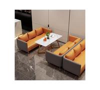 MPLFHSYOS Set di divani in pelle PU di alta qualità con tavolo, comodo divano profondo a forma di U con gambe in metallo, divanetto imbottito for soggiorno(E)